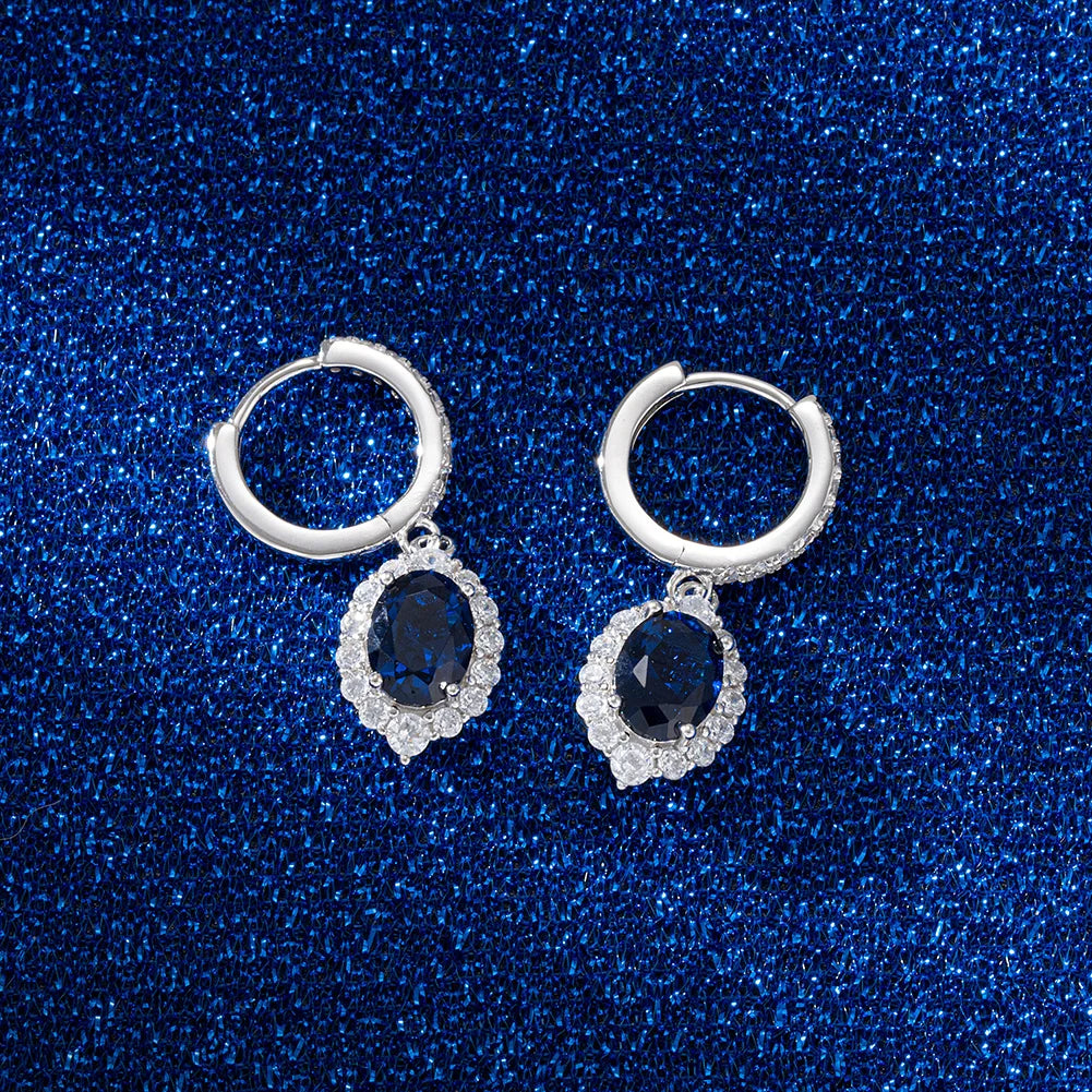 Created Sapphire Sterling Silver Pendant Necklace Women's Trendy Tear Drop Pendant Anniversary Jewelry Gift LZN06