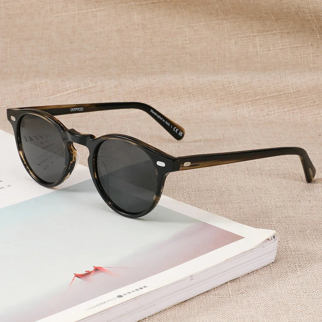 Gregory Peck Vintage Polarized Sun Glasses OV5186 Clear Frame Sunglasses Brand Designer Men Women OV 5186 Gafas Oculos with case