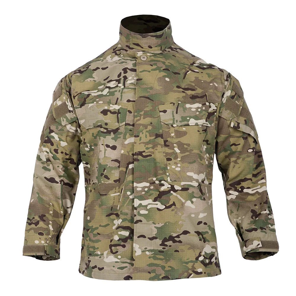 Men's Field Camouflage Clothing Tactical Combat Training Uniform Outdoor Hunting Camping Camo Long Sleeved Windbreaker Coat