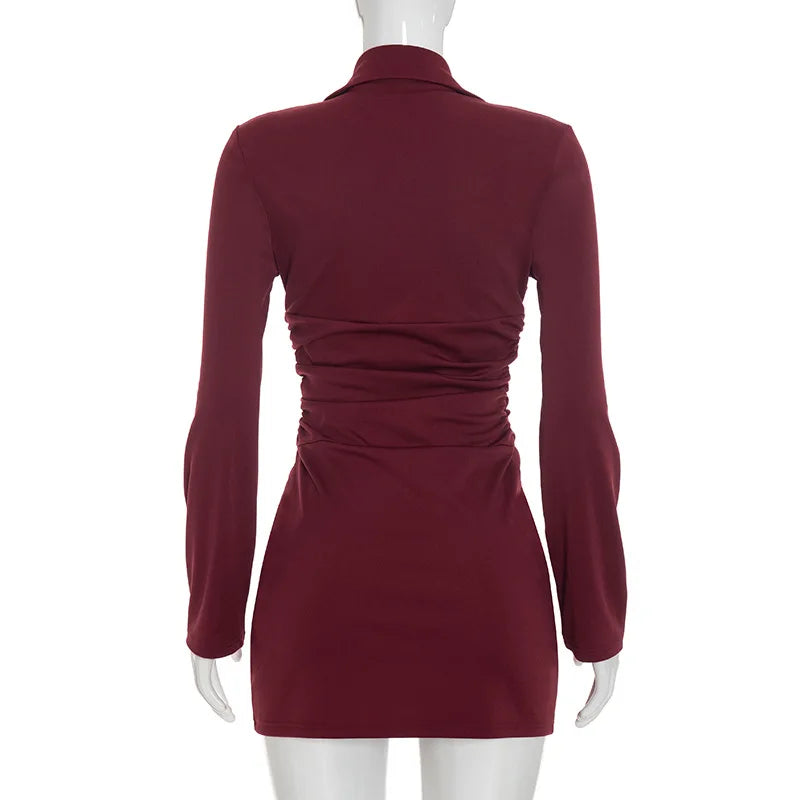Women Elegant Mini Fashion Blazer Dress Long Sleeve Wrap Summer Autumn Sexy Evening Party Night Club Dress 2026