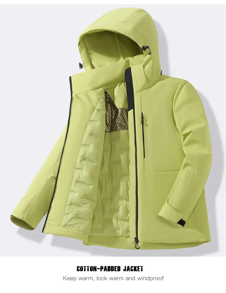 Warm Fleece Jacket Men Women Waterproof Windproof Winter Coat Unisex Outdoor Hiking Camping Skiing Climbing Windbreaker