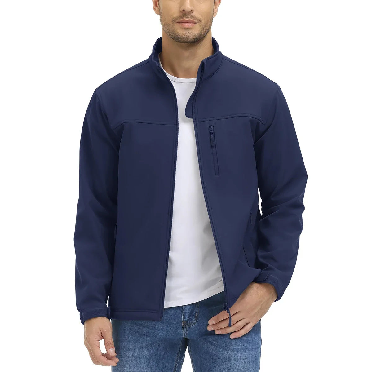 Men's Waterproof Outdoor Hiking Jacket Full Zip Windproof Fleece Lining Warm Fall Winter Work Casual Jackets