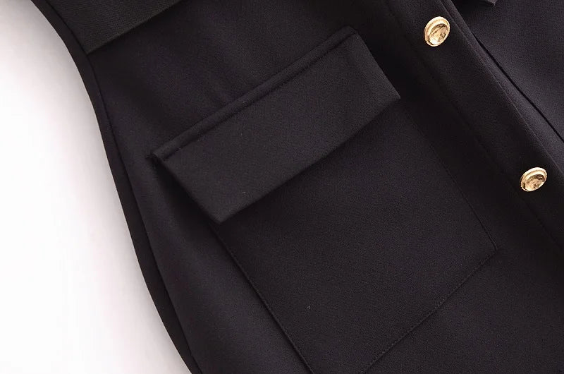 2025 Womens Dresses Black Office Long Dresses for Women Spring Sleeveless Midi Dress Woman Belt Button Women's Dress Vest