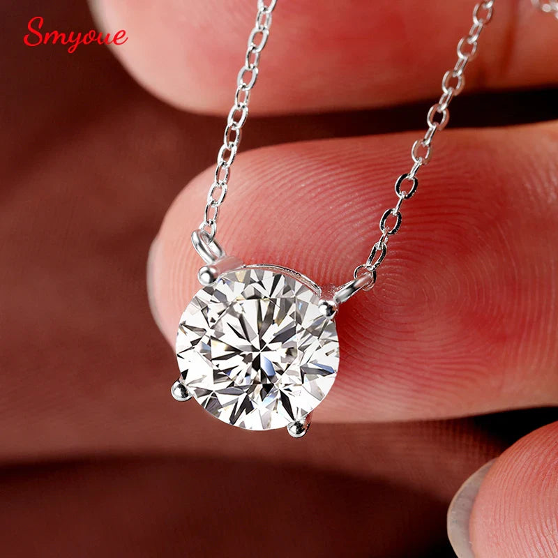 1-6CT Brilliant cut Moissanite Necklace for Women Solitaire Pendant Luxury Female Neck Chain 925 Sterling Silver 100%