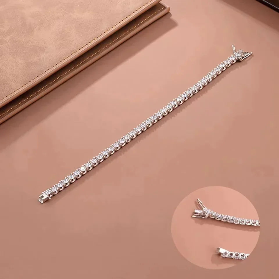 Bull Full 2.5mm 3.5mm D Color Moissanite Tennis Bracelet for Women Wedding Party Fine Jewelry S925 Silver Link Bracelets