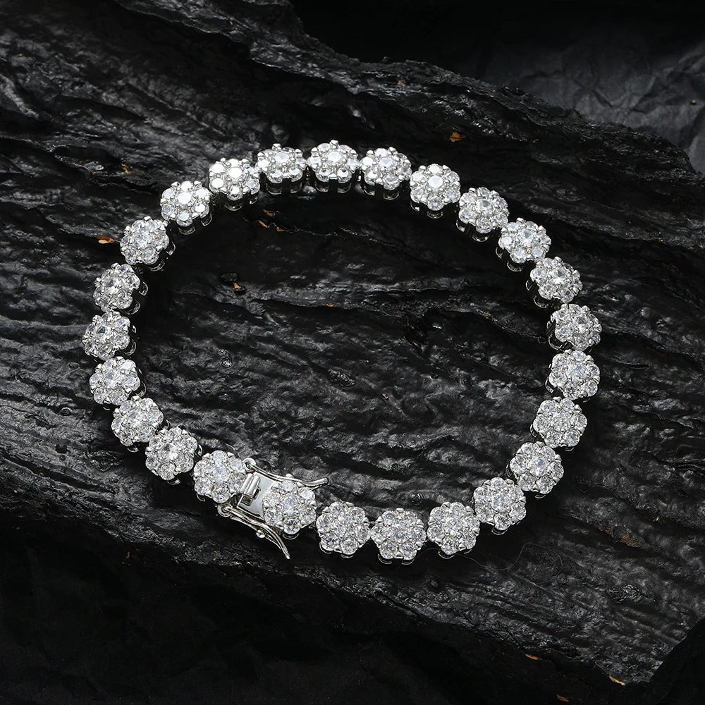 Flower Moissanite Tennis Necklaces Bracelets For Women 925 Sterling Silver Full Diamond Neck Wrist Chain With  Certificate