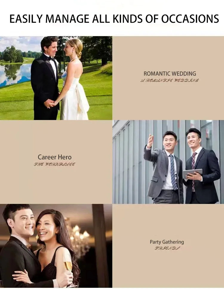 Elegant Men's Suit Slim Fit Wedding Suit Orange Groomsmen Suit for Men Events Dinners Groom Tuxedo Tailored (Jacket+Vest+Pants)