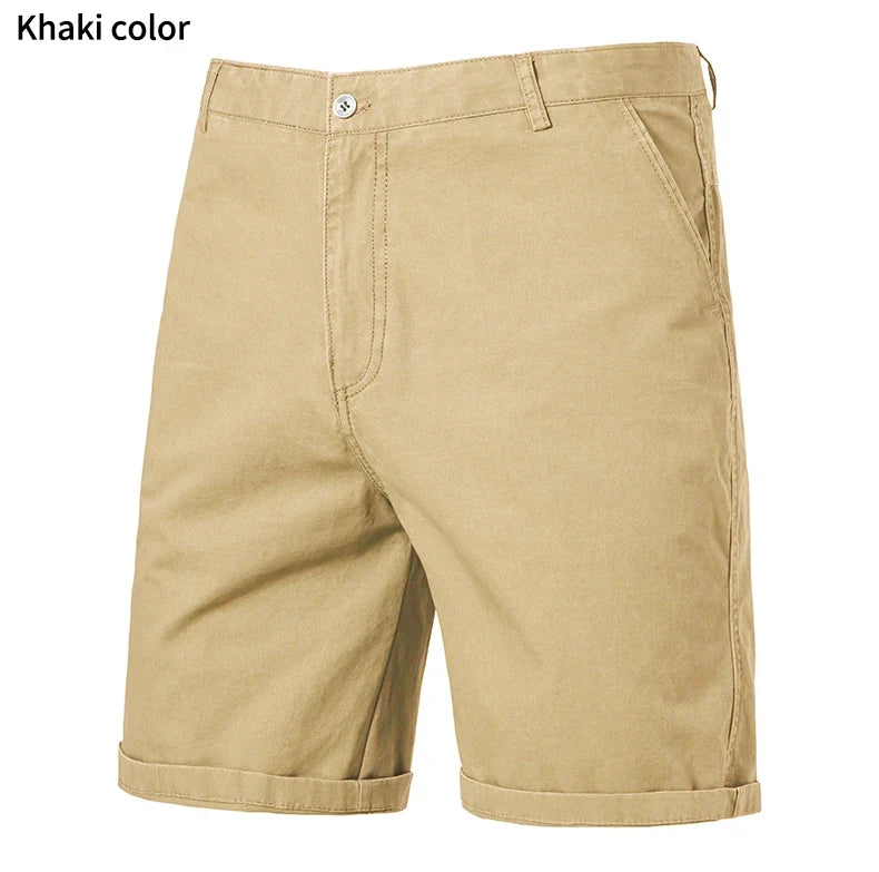 Men Casual Cotton Shorts Golf Dress Shorts Light Weight Sports Casual Knee Shorts Men's Bermuda