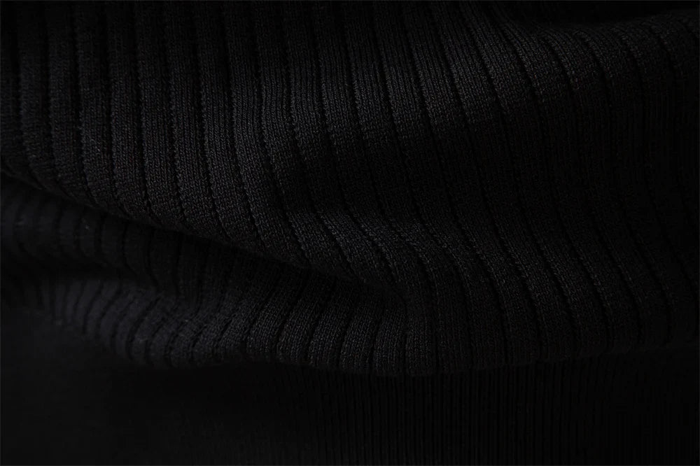 Men's Long Sleeve T-shirt Fall Winter Fashion Knit Slim Fit Polo Sweater Riibed Henry Collar Sweatershirt for Man