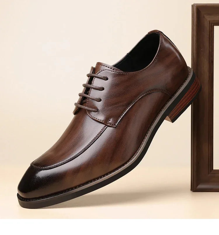 Men's Formal Leather Shoes, Comfortable Soft Sole Office Derby Shoes, Breathable Anti-Slip Business Men's Shoes-HT1009