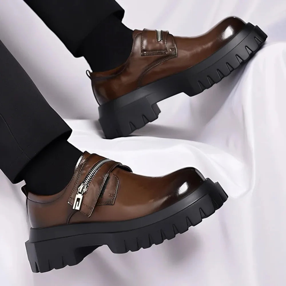 2026 New Derby men's leather shoes Thick bottomed British style design Leisure Party Business Office Luxury adult shoes