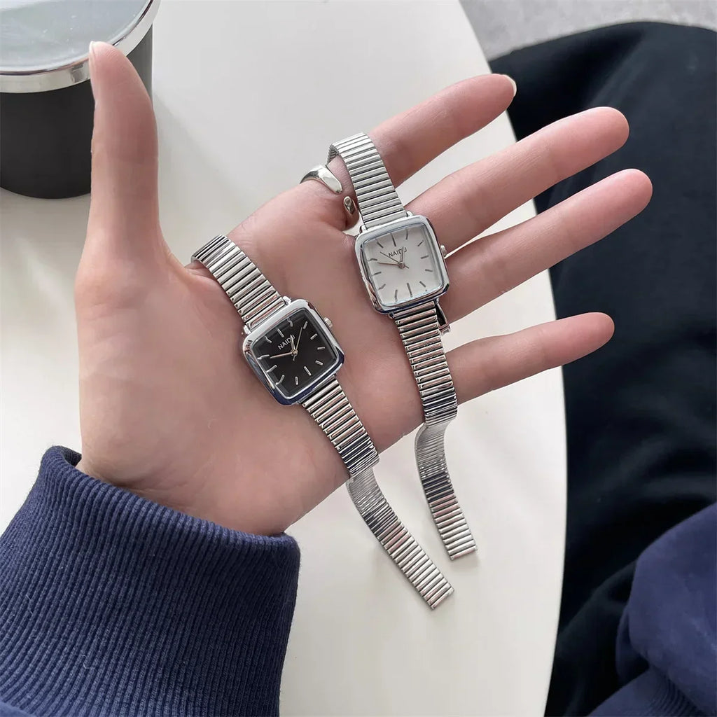 Brand Simple Quartz Watch for Women Retro Luxury Gift Ladies Watches Small Dial Adjustable Stainless Steel Strap Wristwatches