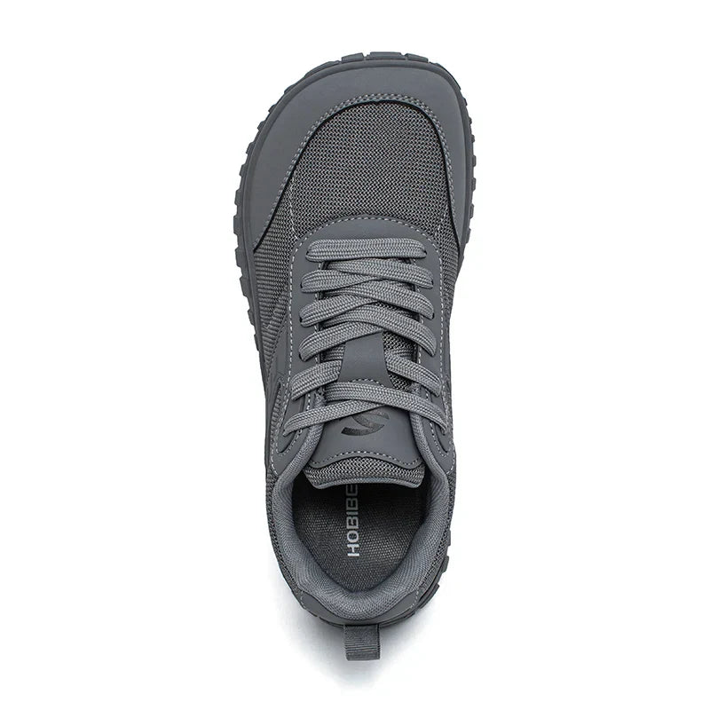 Wide Toe Running Shoes Unisex Minimalist Artificial Leather Walking Sneakers Lace Up Lightweight Breathable Shoes