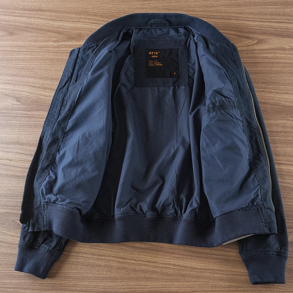 2025 Spring And Autumn New American Retro Men's Solid Color Twill Baseball Clothes 100% Cotton Fashion Wash Leisure Jacket Coat