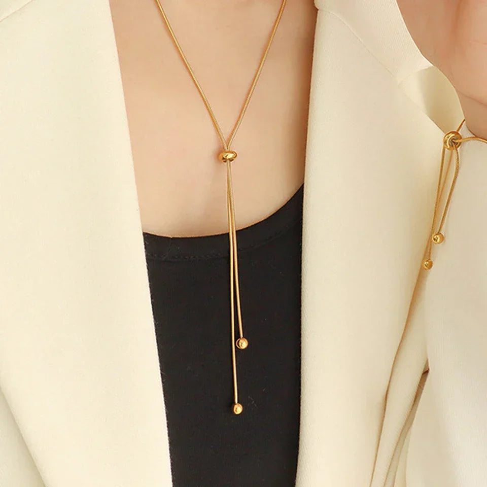 eManco Personalized Snake Chain Adjustable Y Necklace Clavicle Pendant Stainless Steel Necklace Women's Holiday Gift
