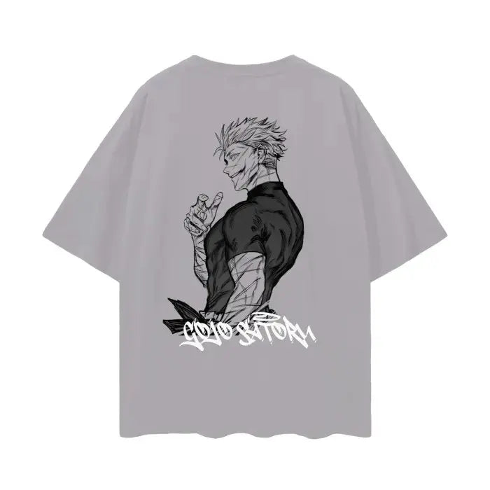 تي شيرت Jujutsu Kaisen الياباني أنيمي ساتورو جوجو صيفي قطني للرجال للأولاد على طراز Y2k Harajuku للأطفال ملابس عصرية قصيرة الأكمام للآباء والأبناء