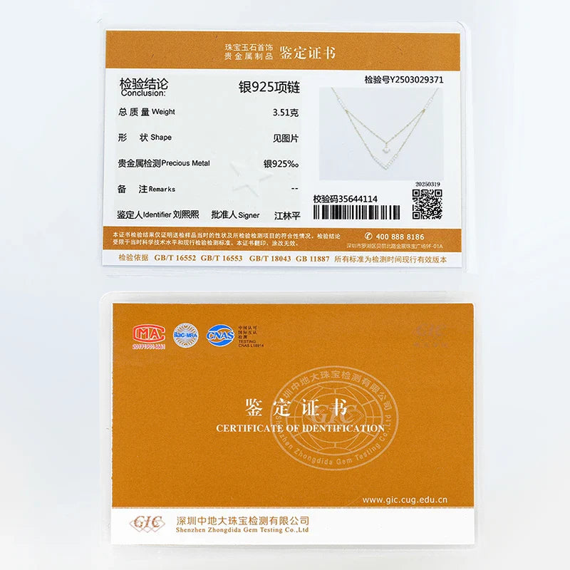 Sparkling 3mm&1.8mm Round Moissanite Necklace 925 Sterling Silver Fashion V-Shape Necklaces for Women Fine Jewelry Gift