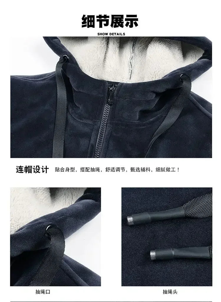 Men Sports Suits Tracksuit Sets Hoodies Casual Hooded Warm Sweatshirts+Pants Thicker Fleece New Jacket+Pants 2 Pieces Velvet Set