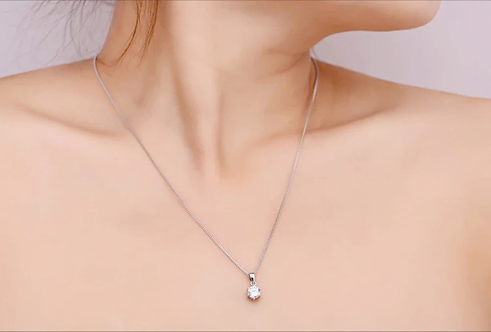 1-10Carat Moissanite Diamond Pendant Necklace for Women S925 Silver D Color VVSI Clarity Solitaire Diamond NeckchainCertified