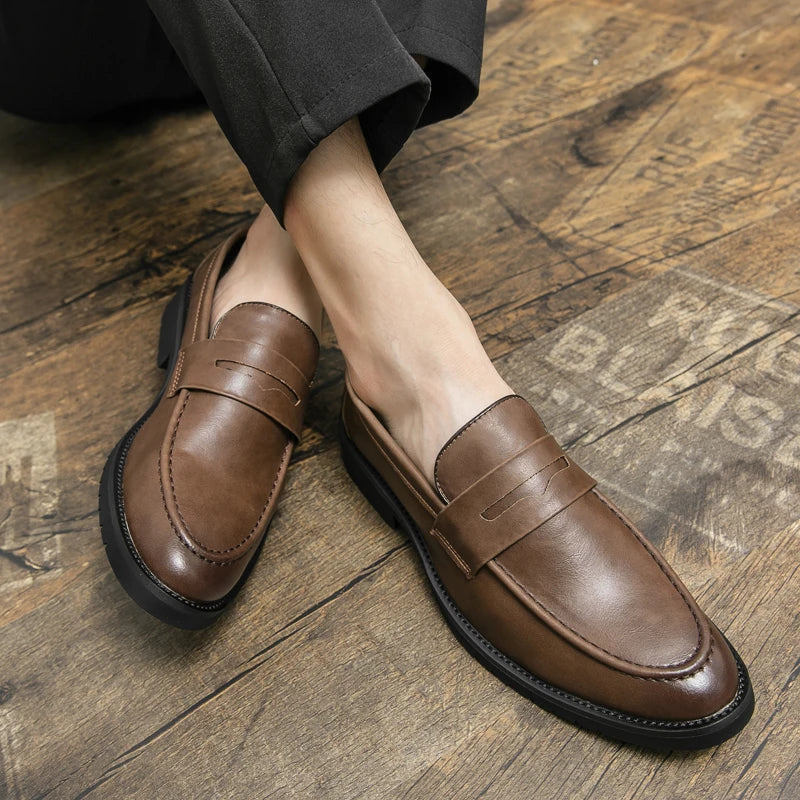 Black Men Loafers Soft Moccasins High Quality Spring Autumn Genuine Leather Shoes Men Business Office Dress Shoes Zapatos