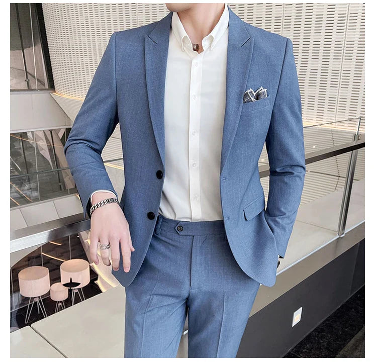 2025 Men's Business Suit Slim-fit Wedding Dress Two-piece Set M-4XL Stylish Handsome All-in-one Banquet Trousers