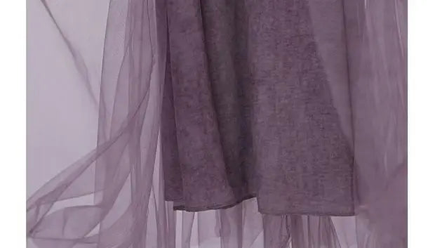 Slimming Effect Purple Mesh Ankle-Length Dress Women's plus Size Strapless Gown Korean Style High Waist A-Line Skirt