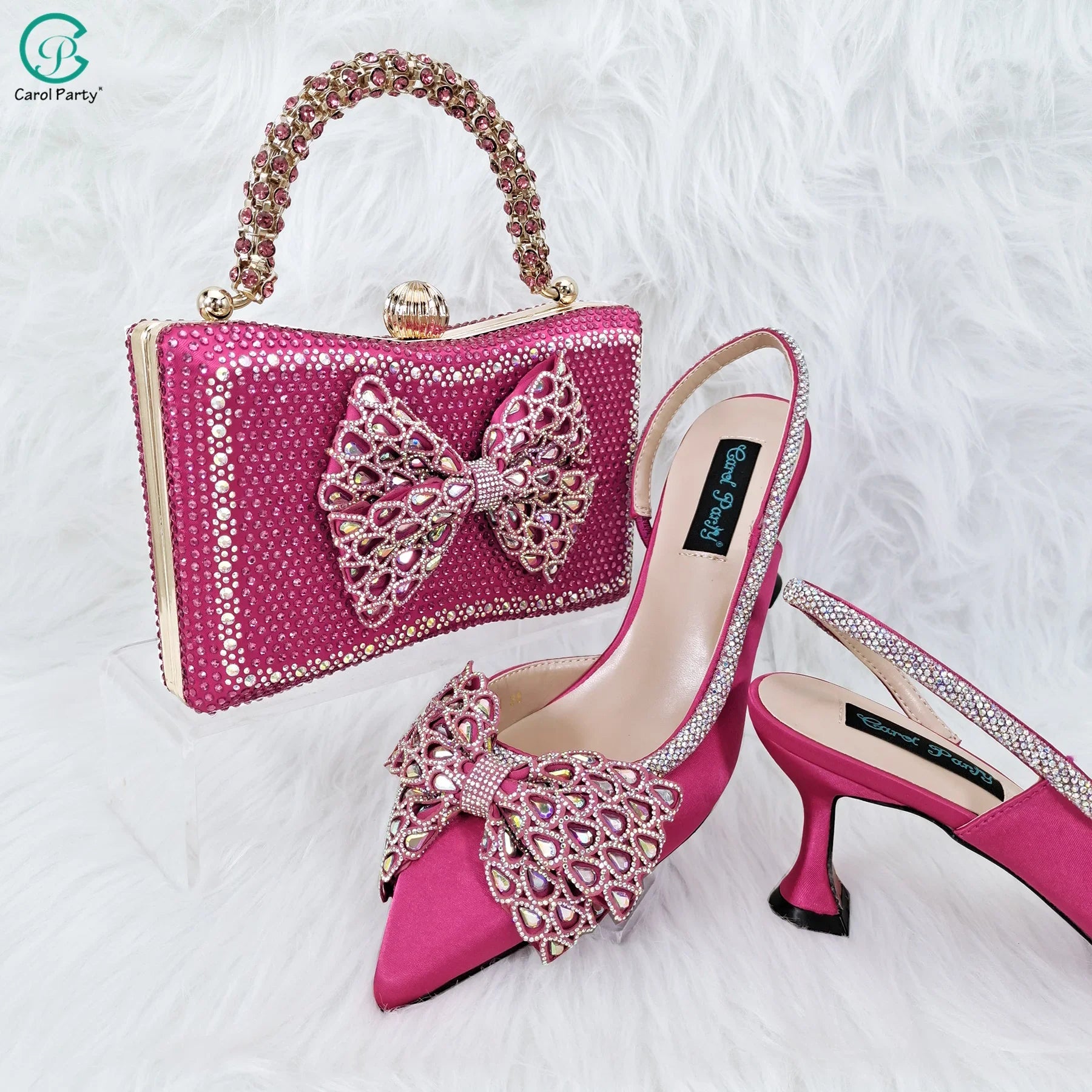 princess style  Young Girl Rhinestone-encrusted Bag & Comfortable  High Heels