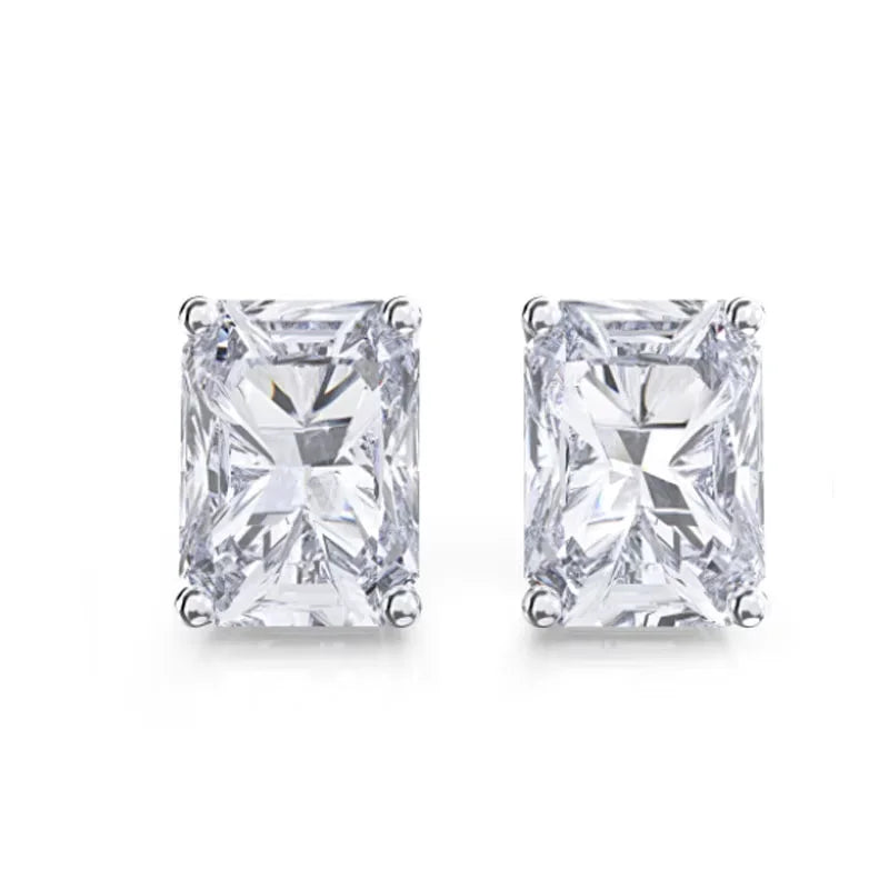 D VVS1 Emerald Cut Moissanite Earring s925 Sterling Sliver Plated with 18k White Gold Earrings for Women Fine Jewelry