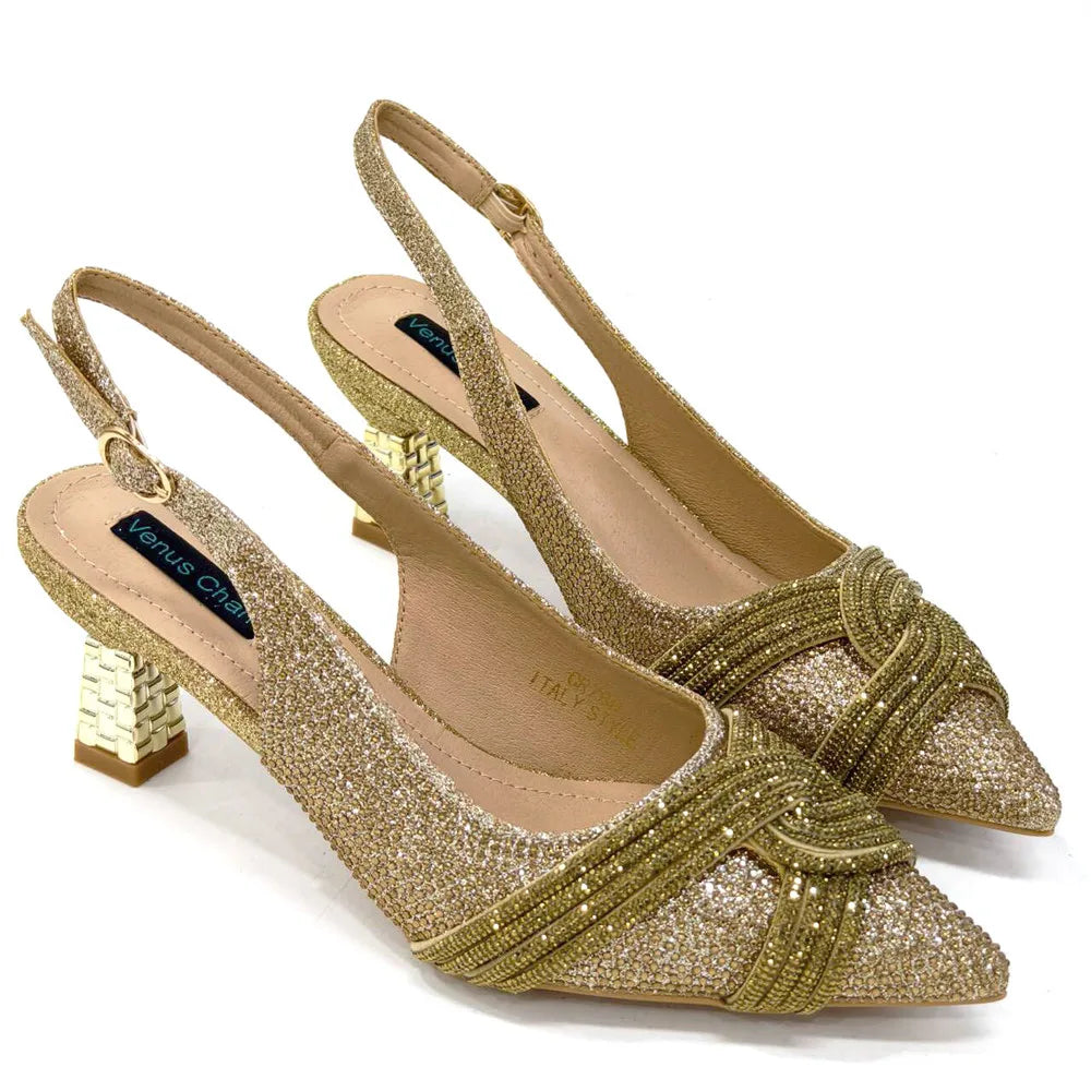 Temperament New Women's Shoes Wedding Shoes Ladies Dress Shoes Rhinestone Leather Italian Elegant Women Party Pumps