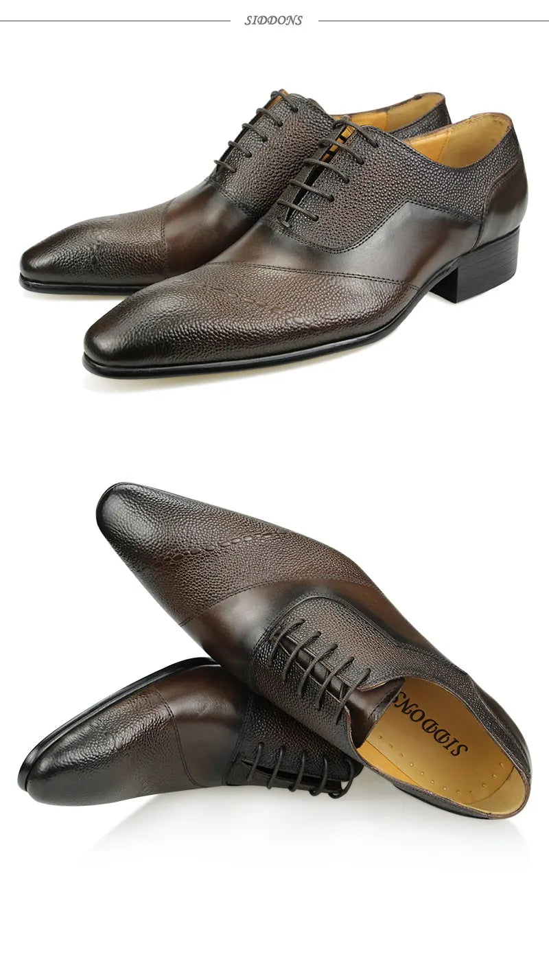 Men's Dress Shoes Formal Cap Toe Oxford Genuine Leather Shoes for Men Comfortable Classic Boot Factory Wholesale Drop Shipping