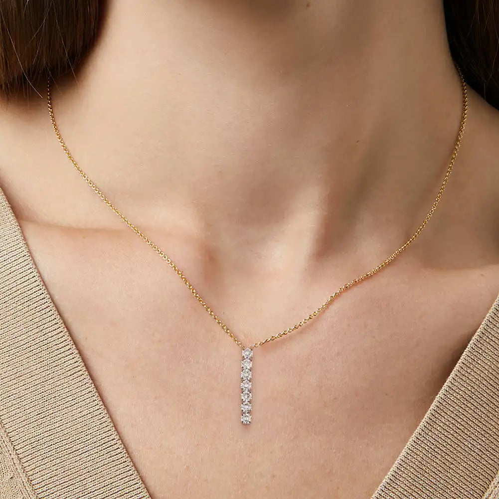 925 Sterling Silver Brilliant Cubic Zirconia Neck Chain 3*3mm Tassels Tennis Necklaces for Women Jewelry Gifts SN346