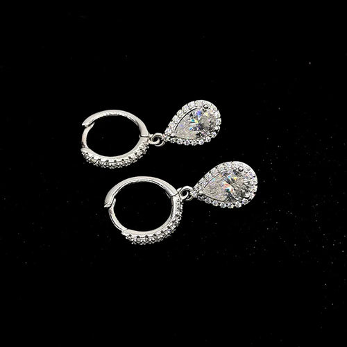 1carat Waterdrop Moissanite Hoop Earrings for Women D Color Pear/Heart/Oval Cut Halo Diamond Earring 925 Sterling Silver Jewelry
