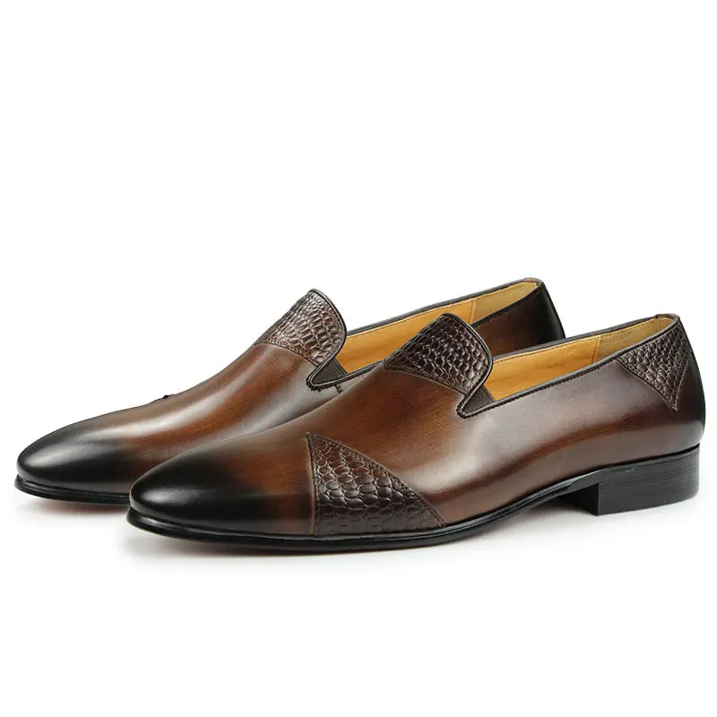 Fashion Men Dress Driving Shoes Genuine Cow Leather Casual One-step Loafers Shoe Handmade Simplicity Luxury Leather Shoe