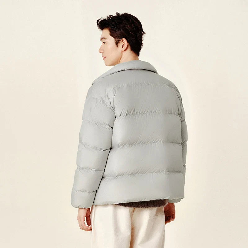 Down Jacket Men Winter Three-proof Windproof Waterproof Stain Resistant Thick Stand Collar Puffer Coat Lightweight Warm
