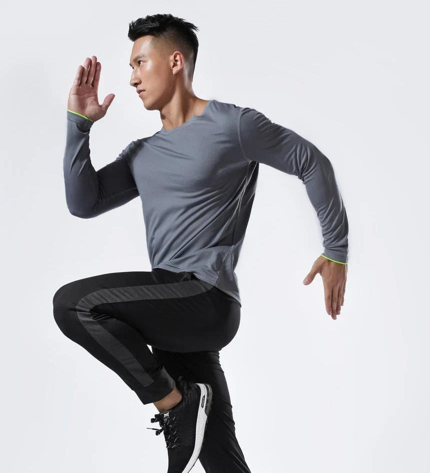 Men Running Sport Shirts Tops Long Sleeve Plus Size Tees Dry Fit Breathable Training Clothes Gym Sportswear Fitness Sweatshirts