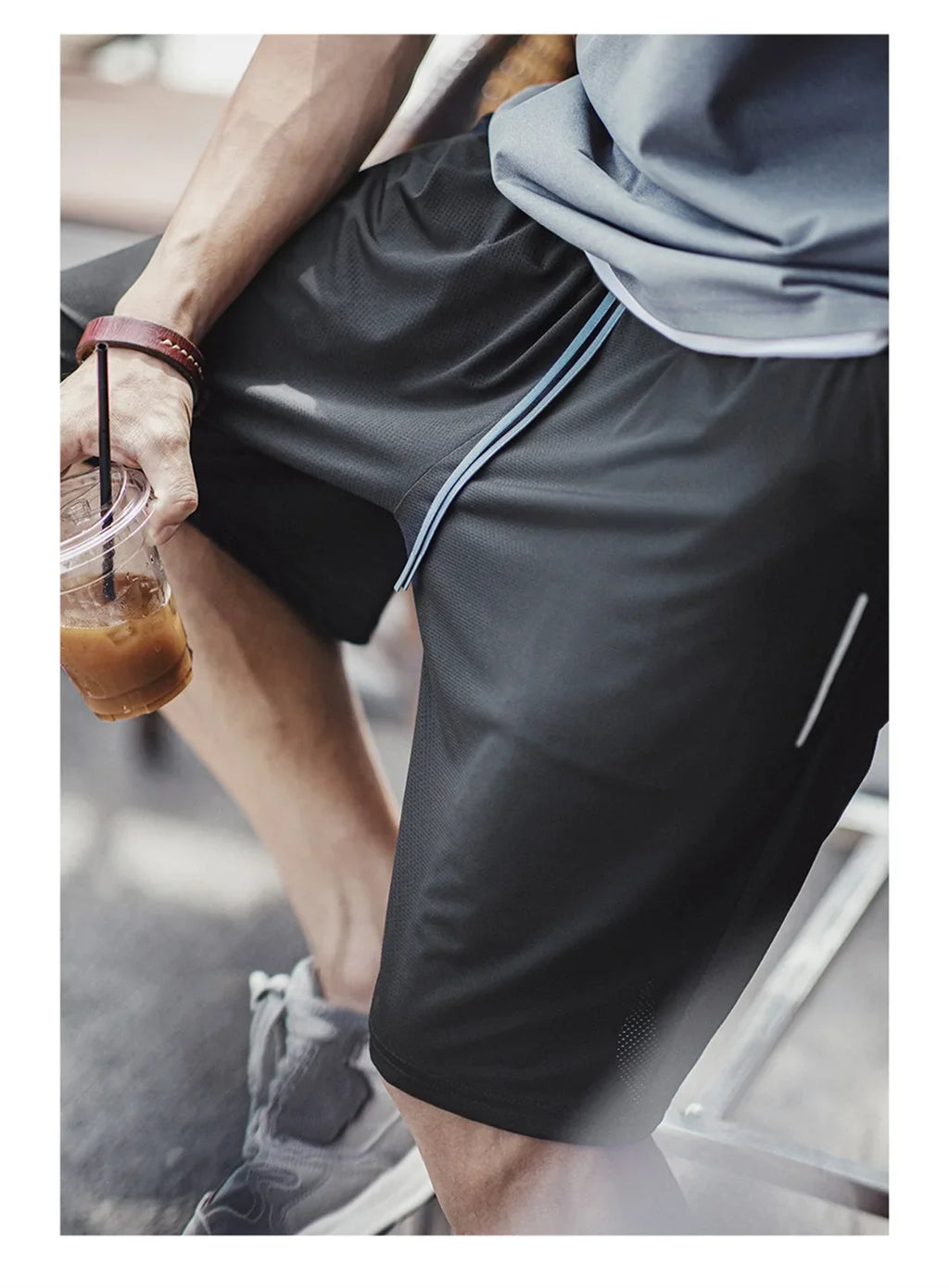Men's American Workwear Mesh Ice Cool Breathable Short Thin Loose Outdoor Sports Fitness Casual Summer Training Bottoms