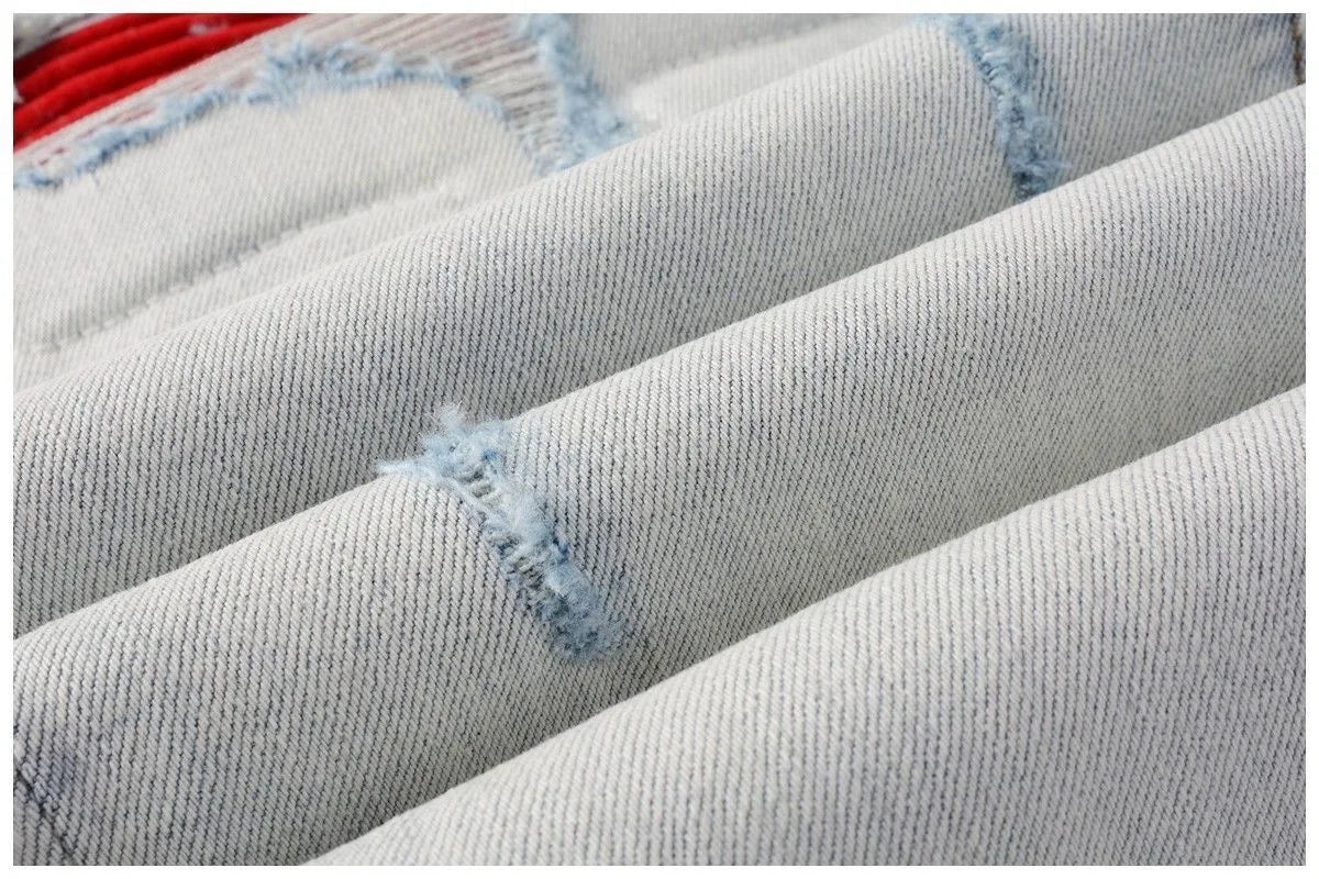 Spring and Autumn New Trend Solid Color Straight Tube Ripped Stretch Jeans Men Casual Comfortable Breathable High-Quality Jeans