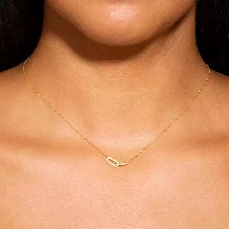 925 Sterling Silver Geometric Smooth Necklace Women With Interlocking Collarbone Chain Holiday Gift Party Fine Jewelry