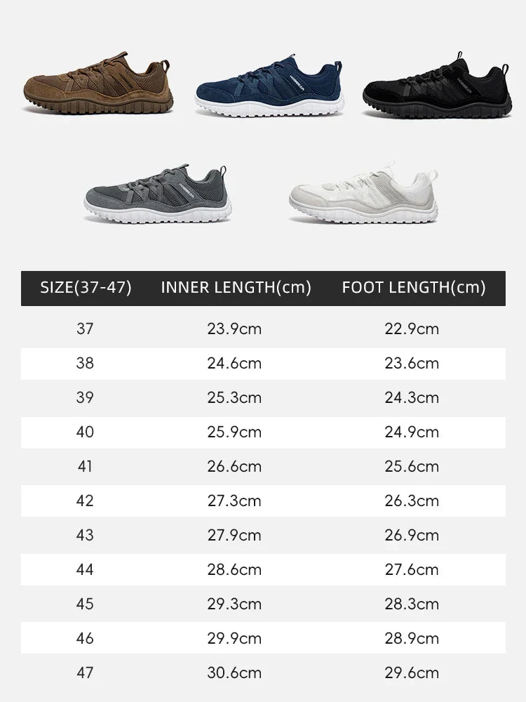 Wide Toe Walking Shoes Men Women Non Slip Outdoor Sneakers Lace Up Mesh Breathable Running Shoes