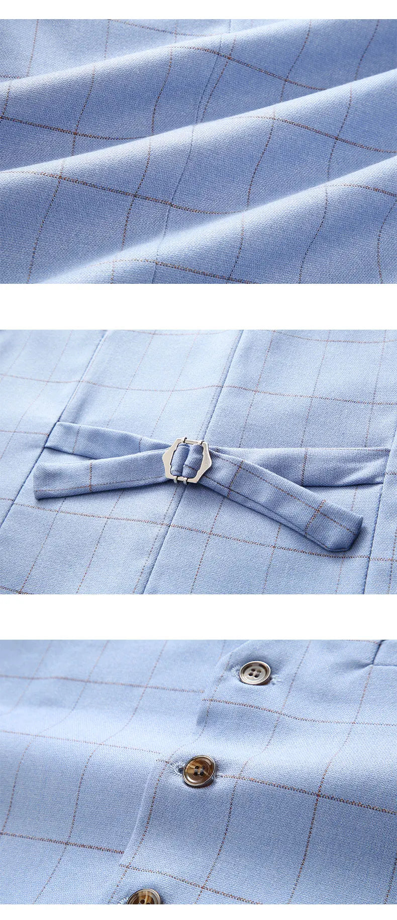 ( Jacket + Vest + Pants ) Fashion Boutique Plaid Mens Casual Business Suit Groom Wedding Dress Formal Slim Plaid Suit