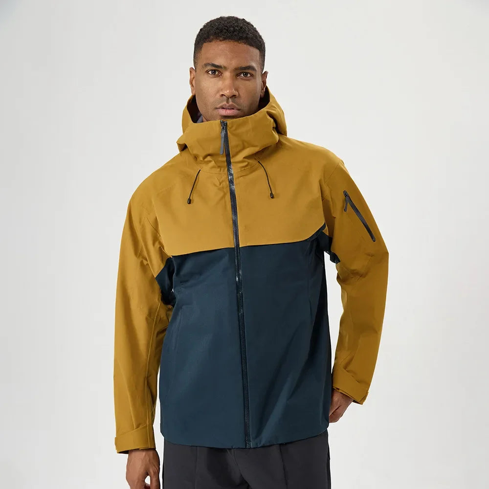 Autumn and Winter Hard-Shell Windbreaker Windproof Rainproof Breathable Outdoor Hiking Mountaineering Ski Suit Hooded Jacket