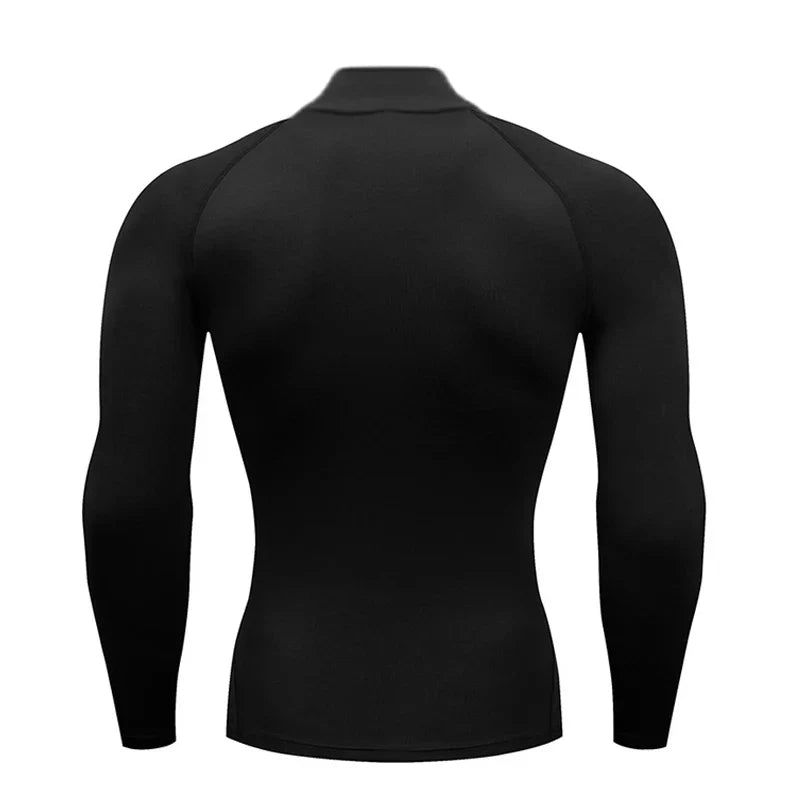 Compression Tight Autumn Quick Dry Polos Shirts Gym Bodybuilding Muscle Long Sleeve T-shirts Mens Fitness Sport Trainning Polos