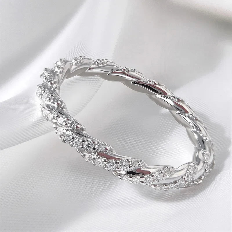 1mm All Real Moissanite Rings for Women Certified Full Diamond Bridal Jewelry 100% S925 Sterling Silver Wedding Bands GRA