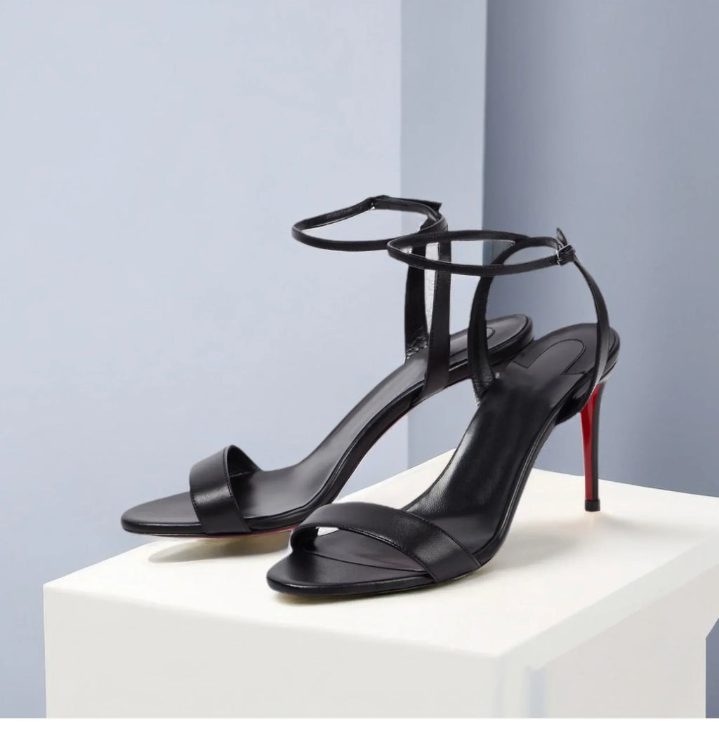 New slim heel nude sexy one-piece high-heeled sandals with feminine temperament, French women's comfortable high-heeled shoes