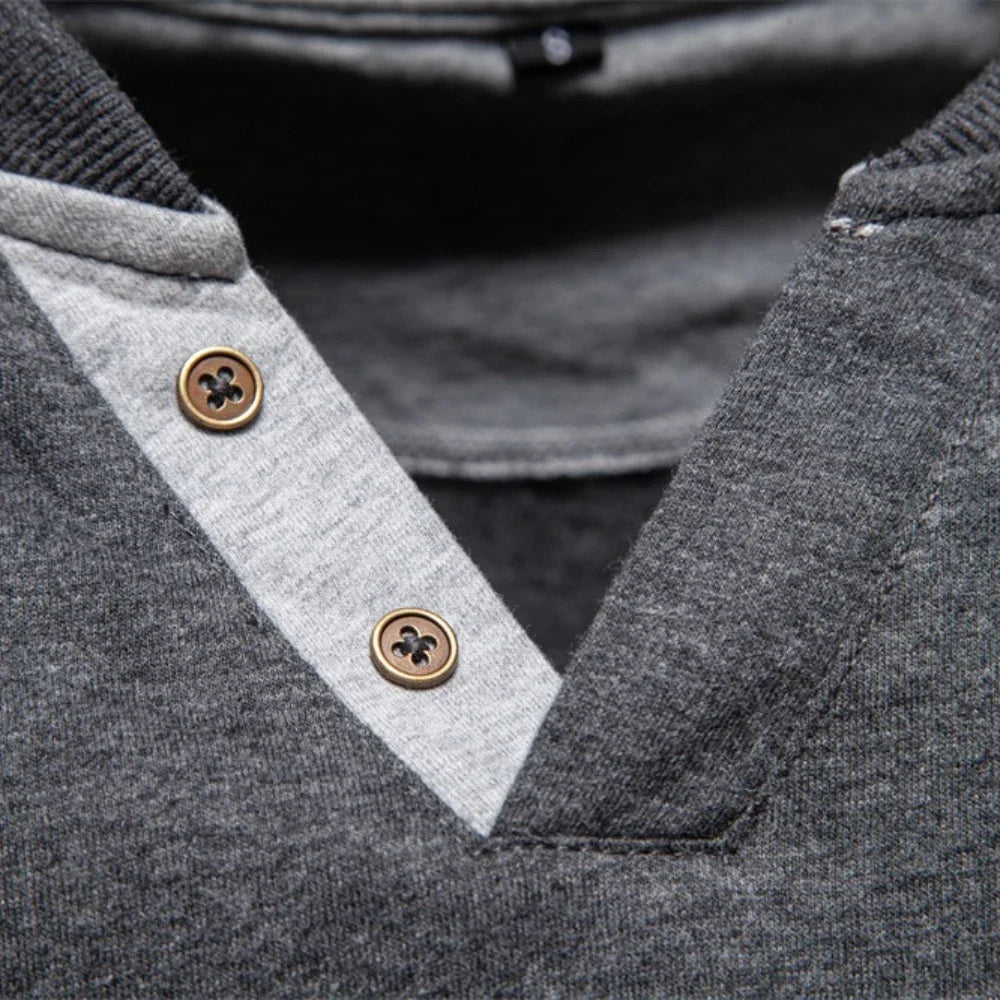 100% Cotton T-shirt Men Casual Solid Color Long Sleeve Sweater Autumn Fashion High Quality Henley Collar Mens T-shirts