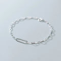New Arrive Simple Stackable Oval Interlock 925 Sterling Silver Bracelet for Women Fashion Geometric Bangle Fine Jewelry
