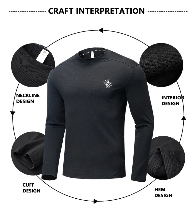 SBWL Autumn and Winter High Quality Outdoor Sports Warm Inside with Elastic Long Sleeve T-Shirt Running Fitness Base Shirt Tops