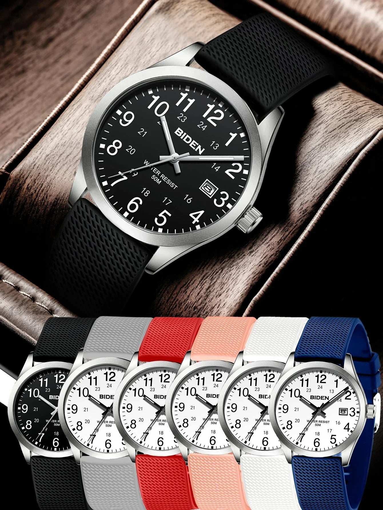 Men's Watch Simulated Quartz Sports Men's and Women's Watch 30 Waterproof Second Hand Luminous Easy to Read Dial