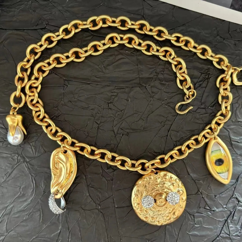 Summer new high-quality copper gold-plated necklace, waist chain and bracelet sets