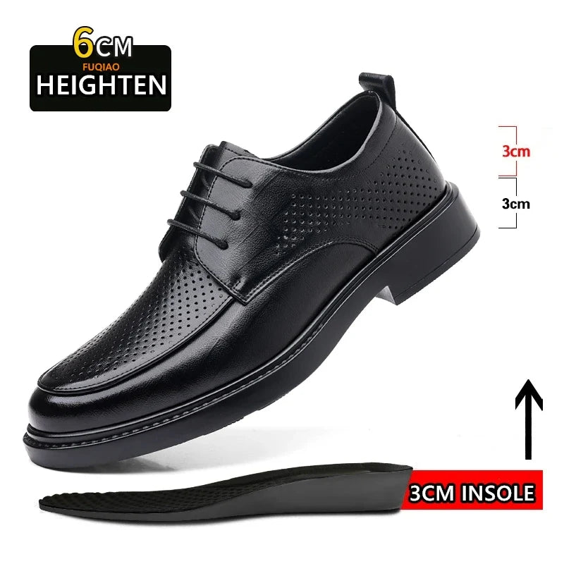 Big Size Elevator Shoes Men Leather Shoes Height Increasing Shoes For Man Increase Insole 6-8CM Invisible Heightening Lift Shoes